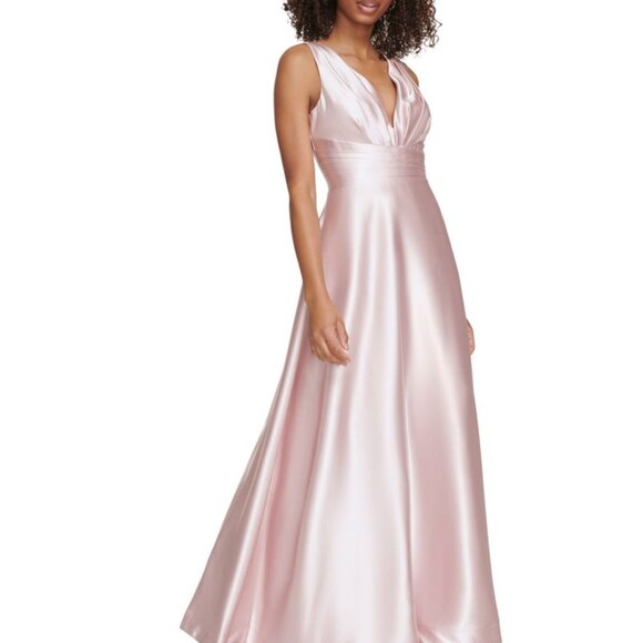 NWT Eliza J Satin A Line Ball Gown Dress Color Blush Pink - Picture 6 of 11